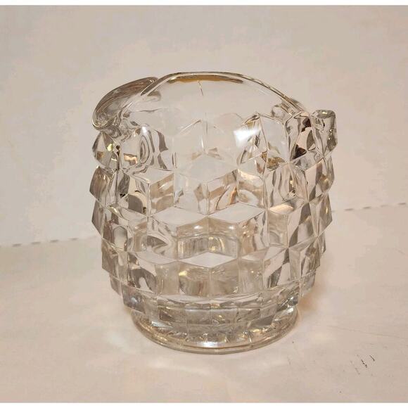 FOSTORIA American 3-pt, 48 oz Vol Jug w/ Ice Lip, 6"T, 6"Diam V Cubist Flawed - Picture 2 of 6